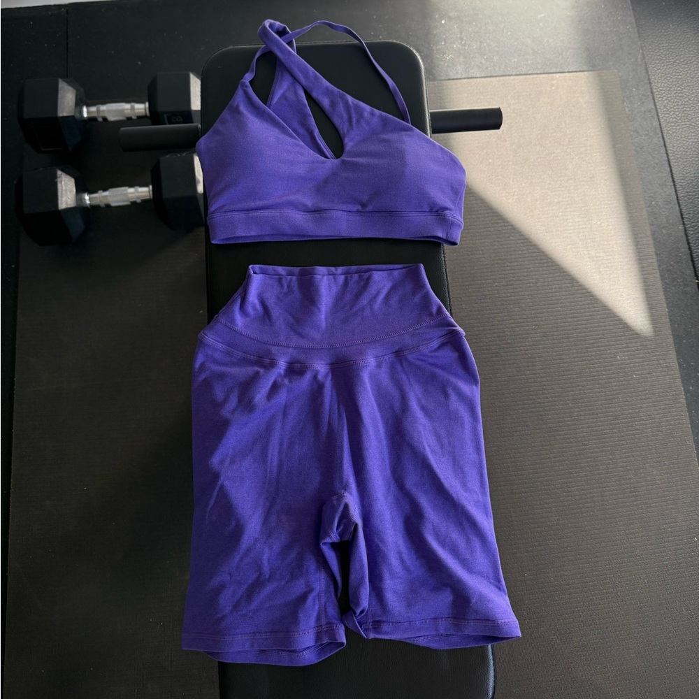 P'tula Purple High-Waist Leggings & Crop Top Set